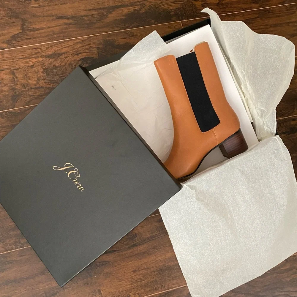 J.Crew • Leather High-Shaft Stacked Heel Boot - Picture 5 of 10